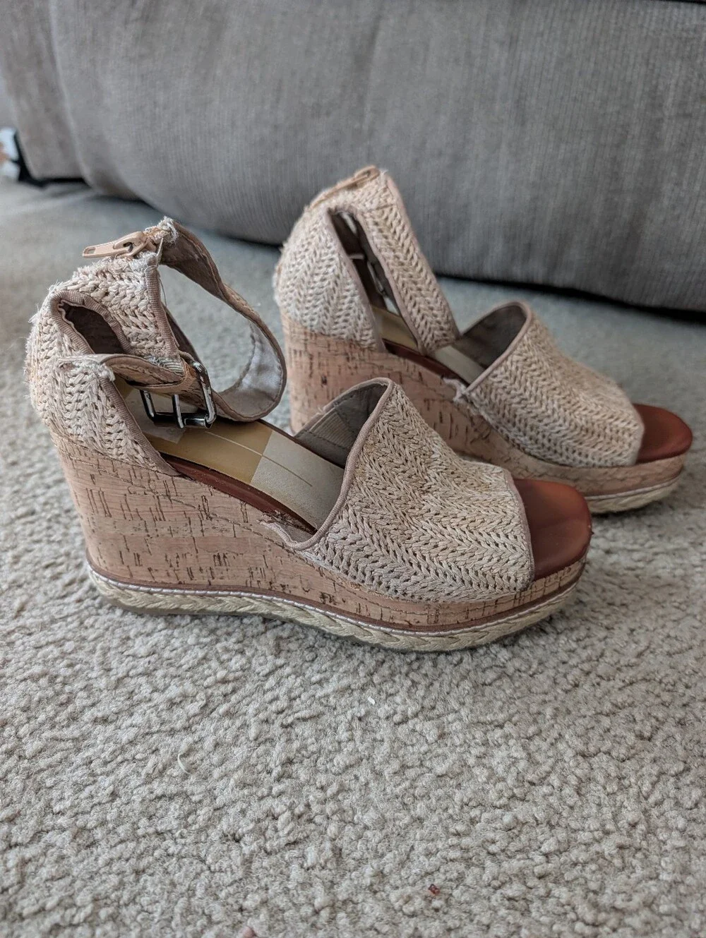 Dolce Vita Natural Woven Cork Platform Wedges